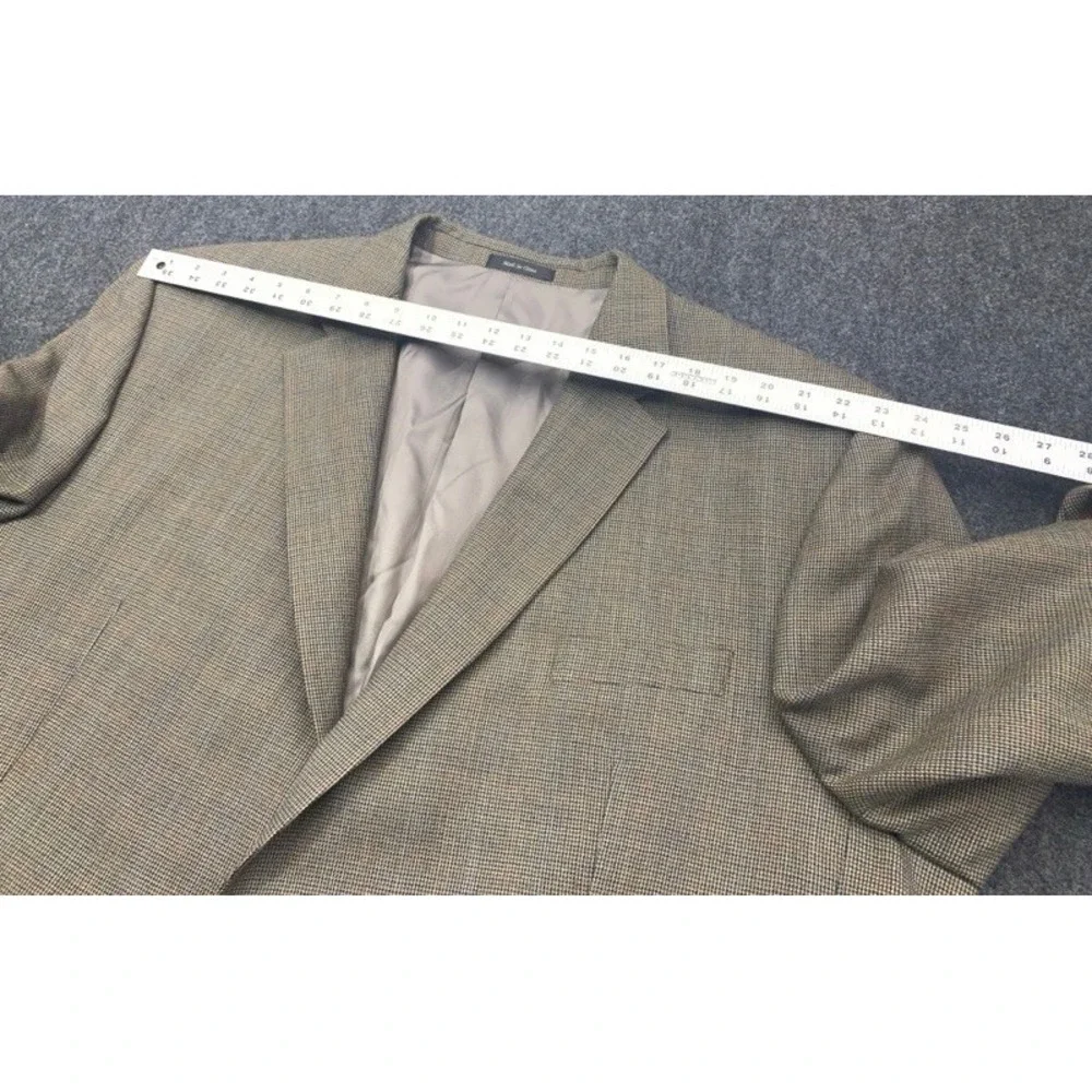 Ralph Lauren Wool Blazer Jacket Mens 56R Olive Brown Micro Check Two Button